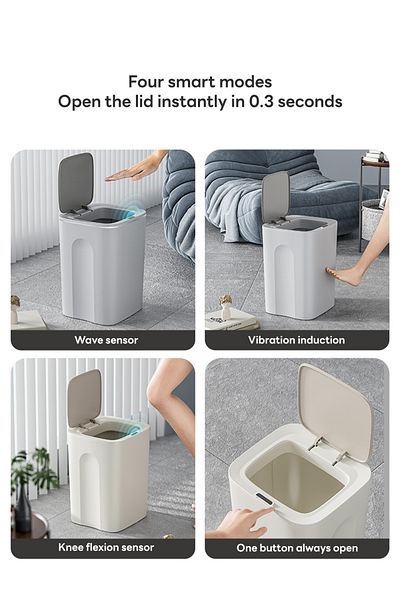 sharpdo 16L Smart Trash Can for Home Office and Bathroom, with Automatic Sensor Flip-Up Lid