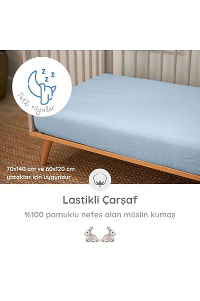 DEUX LAPINS 100% Cotton Elastic Muslin Baby Bed Sheet