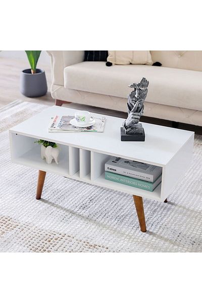 Danube Home طاولة قهوة ميلو طول 90×عرض 45×ارتفاع 43 سم - أبيض