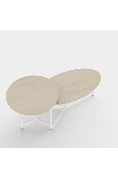 Danube Home Terzo Coffee Table  L60xW125xH50cm - Natural Oak/White