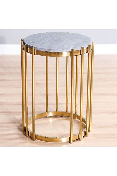 Danube Home Armadillo End Table  L43xW43xH60cm - Grey / Gold