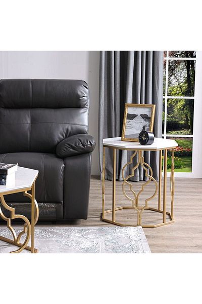 Danube Home طاولة جانبية إسبيرانزا طول 60 × عرض 60 × ارتفاع 60 سم - ذهبي