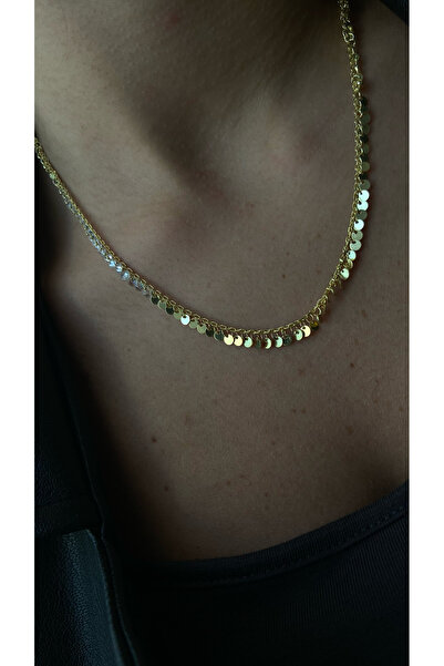 GÜLŞAH SEZER Pullu parlak gold renk gümüş kolye