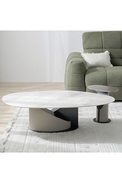Danube Home Escro Coffee Table + End Table Set  L140xW83.7xH38.5cm - Marble