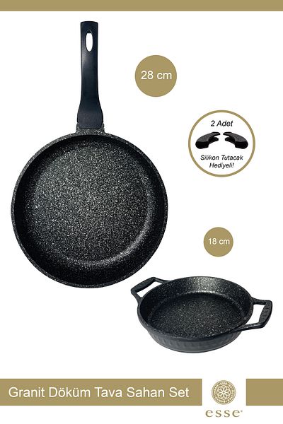 Esse 28 cm Pan and 18 cm Pan Set - Granite Casting, Black E0073