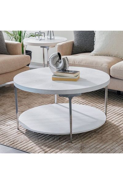Danube Home Mello Round Coffee Table  L91.5xW91.5xH50cm - Grey/Silver