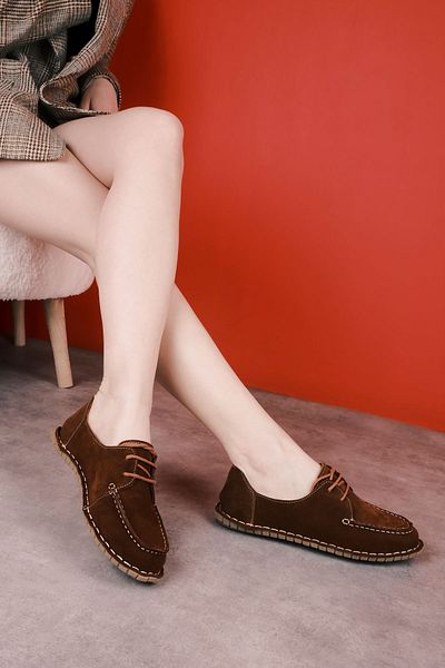 Lal Shoes & Bags Pantofi de balerină Carpe din piele naturală pentru femei, cu cusături cu șireturi-S.TABA