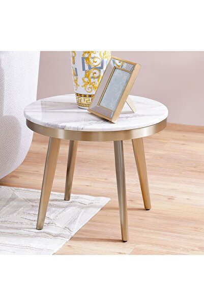 Danube Home Trident End Table L60xW60xH50cm - Grey/Laminate Marble