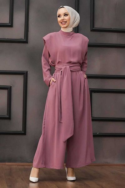 CNG MODA Wadded Wide Leg Belted Suit