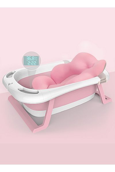 sharpdo Extra Large Baby Universal Folding Bathtub, Reclining Bath Bucket, Bath Bed and Smart Thermometer