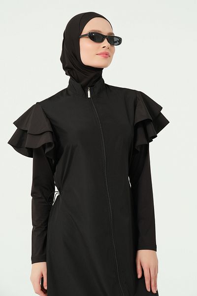 ALFASA Μακρύ μαγιό Hijab με λεπτομέρεια βολάν στους μανίκια