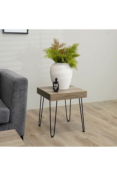 Danube Home Vidia Coffee Table + 2 End Tables Set of 3  L110xW55xH45cm - Oak/Black