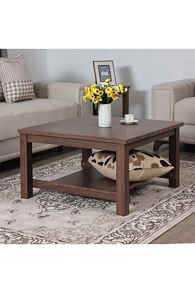 Danube Home Sonia Coffee And End Table Set  L80xW80xH45cm - Walnut
