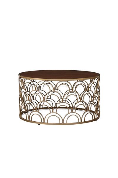 Danube Home Lorcan Coffee Table L91.5xW91.5xH49cm - Walnut/Gold
