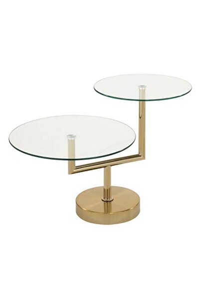 Danube Home Kadita End Table  L85xW55xH56cm - Satin Brass / Clear Glass