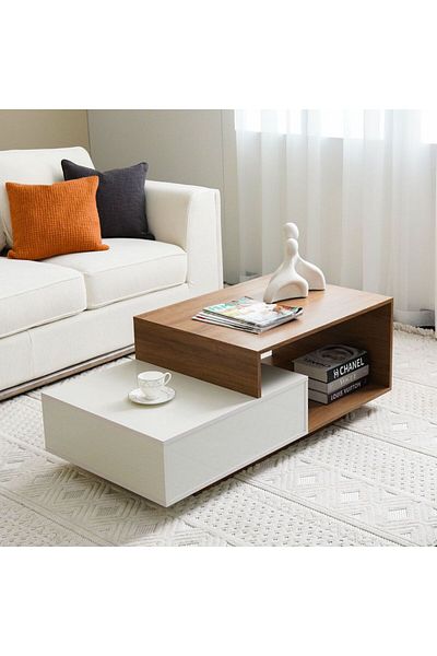 Danube Home Xavier Coffee Table  L60xW120xH45cm - Almond / Off White