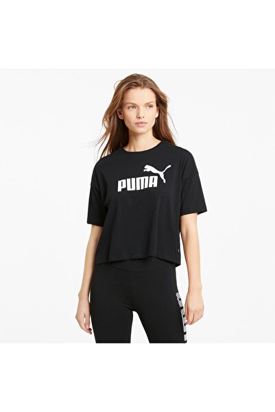 Puma ESS Cropped Logo Tee-Puma Black Tişört
