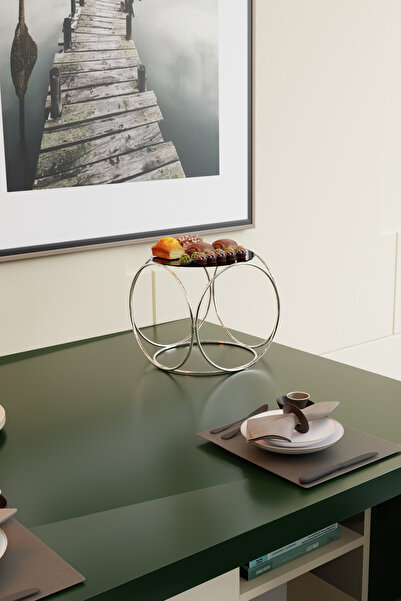 mba decor metal bending art Silver Aura Metal Stand 24 cm Wire Mesh for Coffee, Cake, Cookie and Dessert Presentation