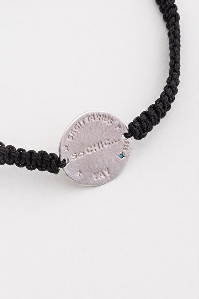 So CHIC... Yay Burcu 18 Ayar Beyaz Altın Kaplama Ayarlanabilir Erkek Gümüş Bileklik