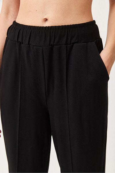 CALİENTE Extra Lycra Tube Leg Elastic Waist Knitted Trousers Black