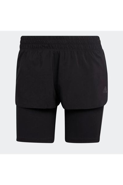 adidas Run Icons Two-In-One Kadın Siyah Koşu Şortu (H57754)