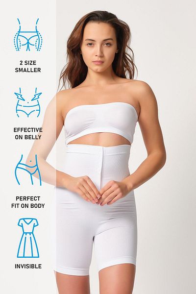 Emay Λευκός κορσές Mi 2087 Front Graphic Leg Corset