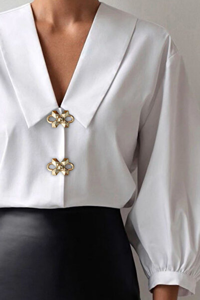 Trend aksesuar Dört Yapraklı Geometrik Klipsli Düğme Aksesuarı 1 Çift