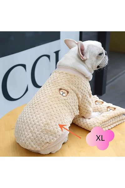 Lady Fify Red/Beige Sweater with Teddy Bear for Cat Dog