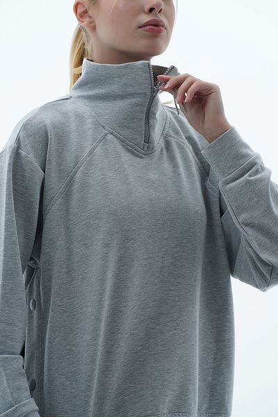 George Phoenix Daily Core - Hanorac oversize cu jumătate de fermoar Gri Melange
