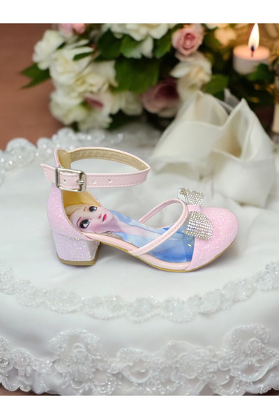 pediashoes KIZ ÇOCUK TOPUKLU PEMBE RENK ABİYE AYAKKABI