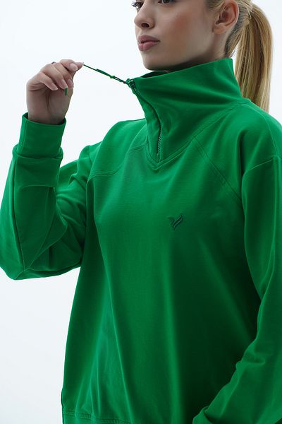 George Phoenix Daily Core - Hanorac verde oversize cu jumătate de fermoar