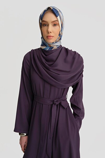 Armine Şal Detaylı Ferace 25y8304 Puslu Mor