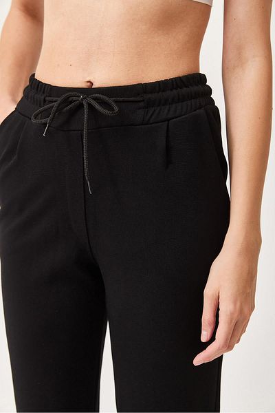 CALİENTE Extra Lycra Tube Leg Elastic Waist Knitted Trousers Black