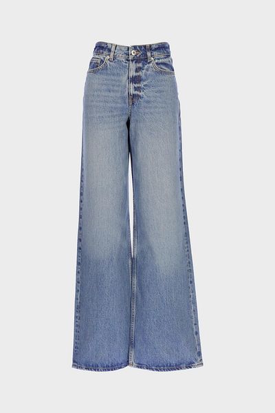 CROSS JEANS Light Blue High Waist Patı Zippered Wideleg Jean Pants C 4530-218