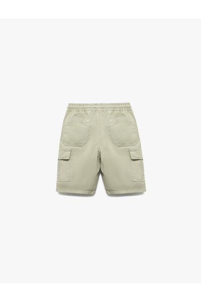 Koton Cotton Basic Parachute Shorts with Lace-Up Waist and Pocket Detail