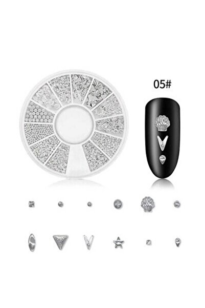 arasia Gümüş Mini Figürlü Nail Art Charm Seti