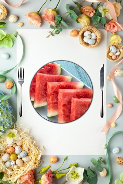 Saban Візерункова скляна тарілка - 27 см Кавунові скибочки - Американська сер...