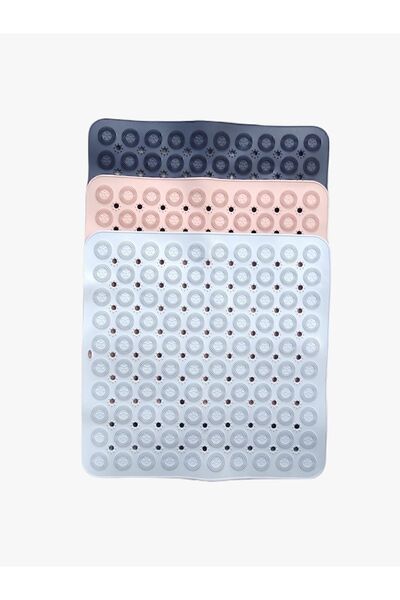 MAİN SHOP 2 Pieces Silicone Non-Slip Base Massage Shower Cabin and Bath Mat - Bathtub Mat Pink M-150