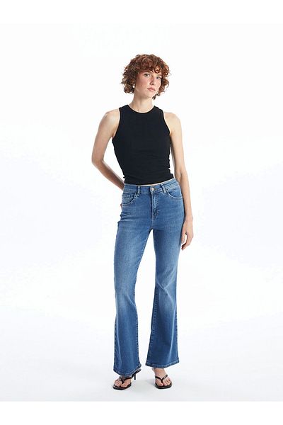 LC Waikiki LCW Jeans Indigo Mars Flare Γυναικείο τζιν παντελόνι