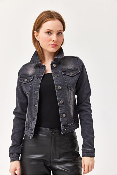 CALİENTE Slim Fit Denim Jacket Black