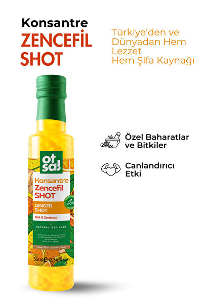 Otsa Ginger Shot, Portakal, Limon, Bal Ve C Vitamini Içeren Doğal Karışım Zencefil Shot 350g