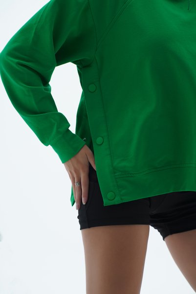 George Phoenix Daily Core - Green Oversize Half Zipper Sweatshirt