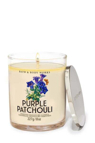 Bath & Body Works شمعة ذات فتيل واحد برائحة الباتشولي الأرجوانية