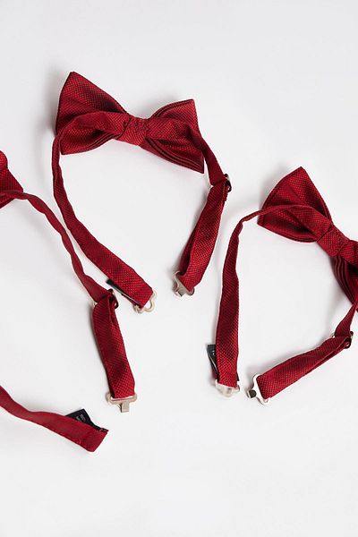 Tudors Pack of 3 Dobby Red Men's Bow Ties