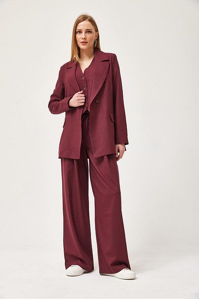 CALİENTE Jachetă oversize cu buzunar acoperit Burgundy