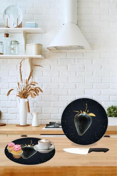 Saban Prezentator din sticlă cu model de căpșuni aurii de 27 cm American service Supla