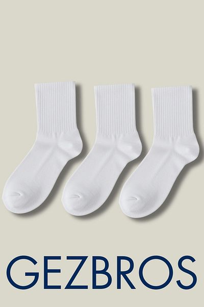 GezBros 3 Pairs White Color Tennis College Socks