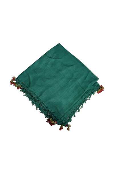 BENLİ Χειροποίητο Κεντητό Κεράσι Μονόχρωμο Κασκόλ Γράψιμο Δώρο Προίκας 100x100cm