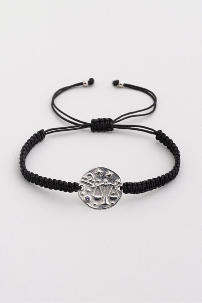 So CHIC... Terazi Burcu 18 Ayar Beyaz Altın Kaplama Ayarlanabilir Erkek Gümüş Bileklik