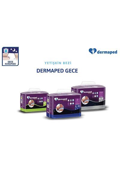 Dermaped Night Medi̇um 85-125 cm 60 Pieces Adult Patient Diapers with Waist Band